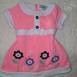 Hartstrings Pink Dress with Floral Embroidery